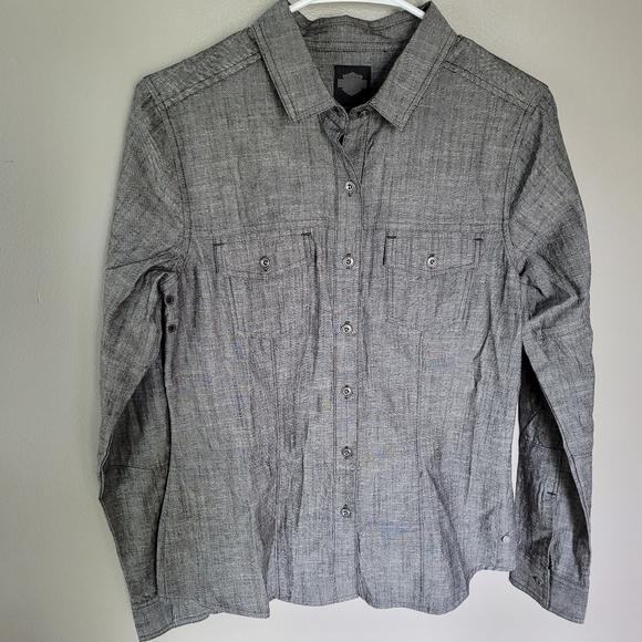 NWT Harley Davidson Chambray Button Down - Picture 1 of 6